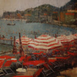 Words of Wisdom with C.W. Mundy C.W. Mundy, “Red Striped Umbrellas, Santa Margherita Ligure,” (Italy Light & Color 1996 Collection), 16 x 20 inches, oil on linen, painted en plein air, Private Collection