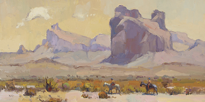 Jim Wodark, "Desert Heat," 8 x 16 in., painting at Borrego Springs, California