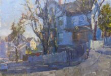 PleinAir Salon - Charles Newman, "Corner of Riggs Street," oil, 18 x 24 in.