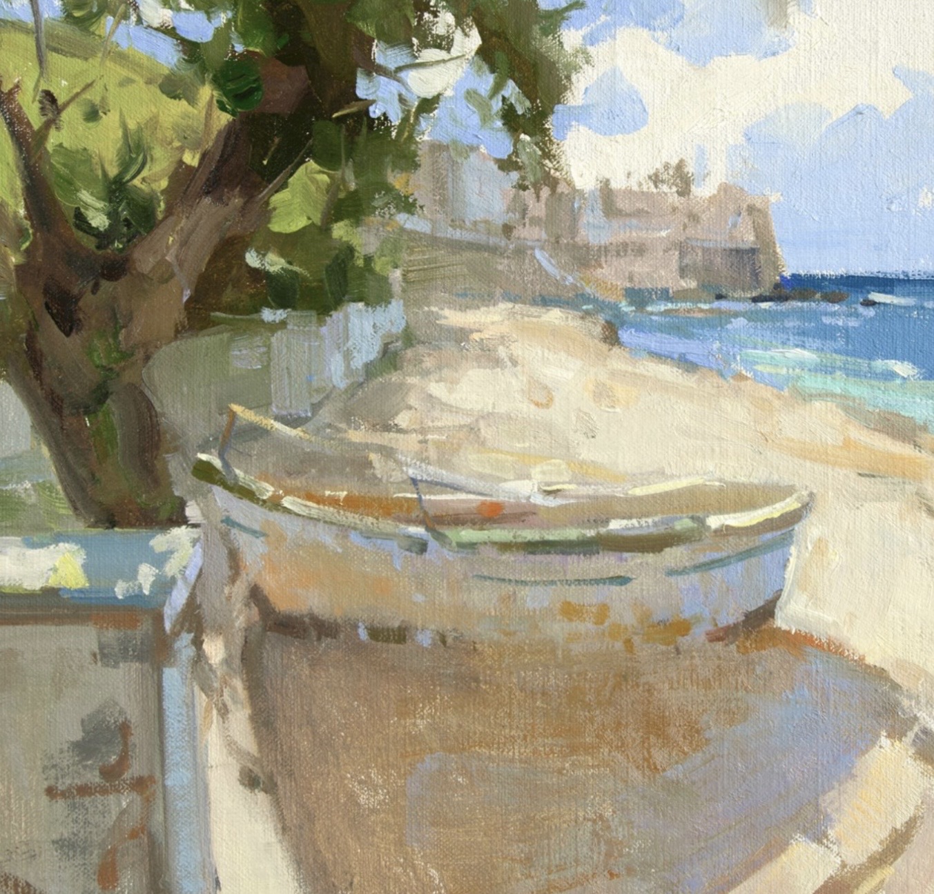 Lori Putnam, "Shade and Sand," oil on linen, 10 x 10 in., Trapani, Sicily