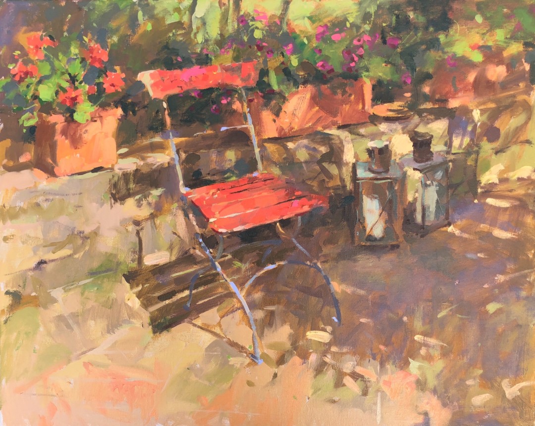 Haidee-Jo Summers, "Little Red Chair," oil, 16 x 20 in.