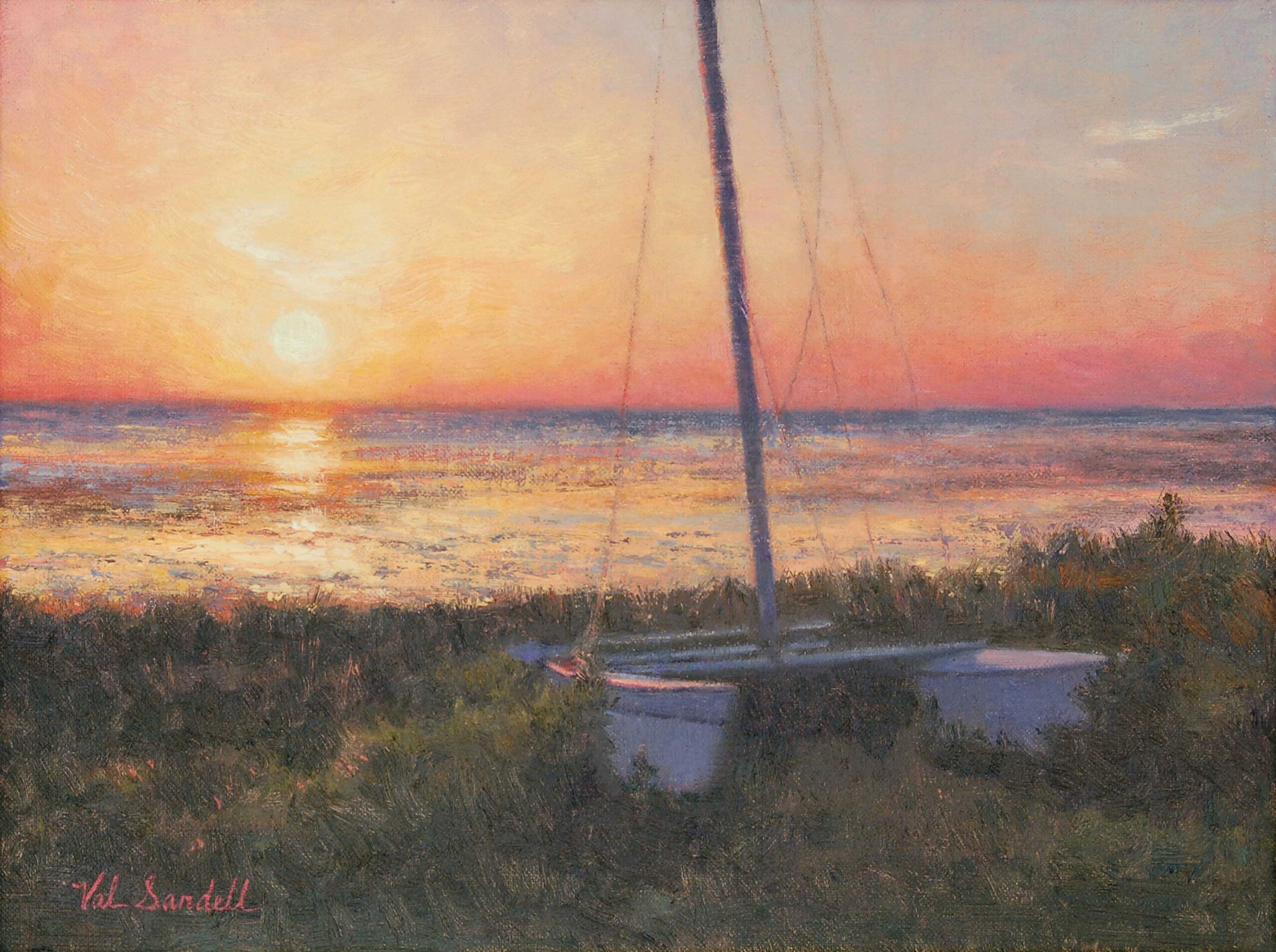 sunset painting over water