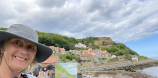 Plein air painter Cindy Harris in Staithes, England