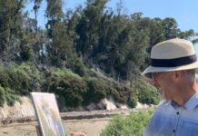 Making a Personal Creative Statement Richard McKinley squints as he makes final adjustments to Pacific Sentinels with a pastel pencil.