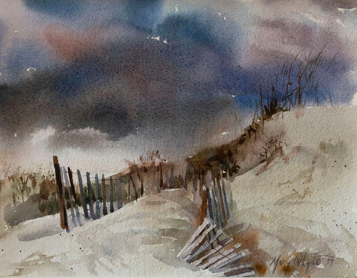 Mary Whyte, "Seabrook Dunes," watercolor, 11" x 14"