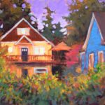 Jed Dorsey, "Two Houses," 2019, acrylic, 18 x 24 in., Collection the artist, Plein air