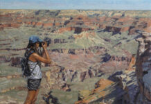 Raj Chaudhuri’s Forma Mentis Between Old and New Technologies painting of the Grand Canyon