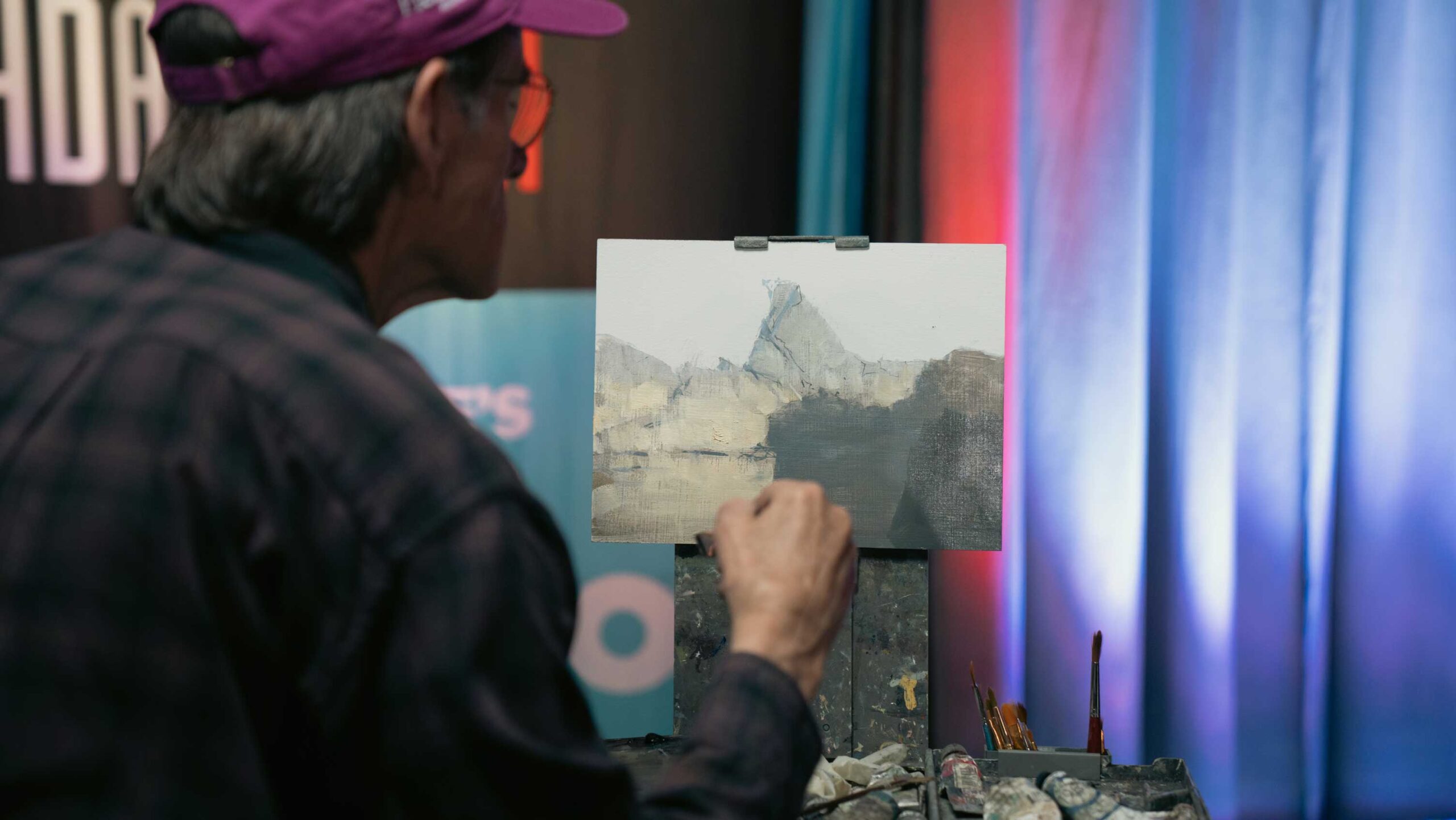 "The Old Masters gave me the idea to bring part of the landscape inside the room," Daniel said, "so I brought rocks because through rocks you can create ’synthetically' the plein air atmosphere,' as they used to call it."