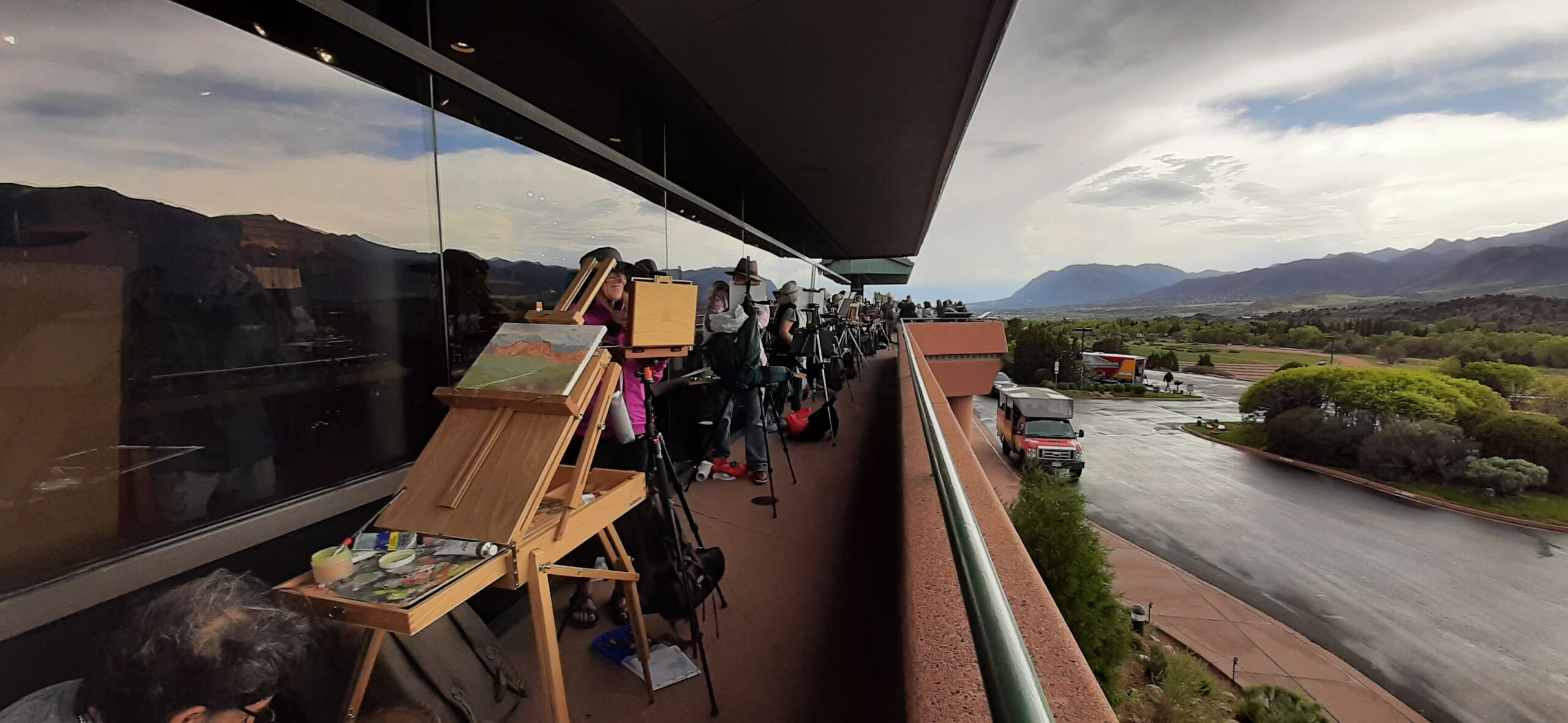 Some painters chose to work from the balcony of the Visitors Center, which offered a spectacular view.