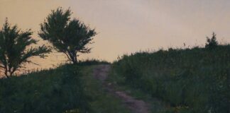 Joshua Cunningham, "The Way Back," 2022, oil, 24 x 36 in., available from artist, plein air;  featured in PleinAir Magazine (June/July 2023 issue)