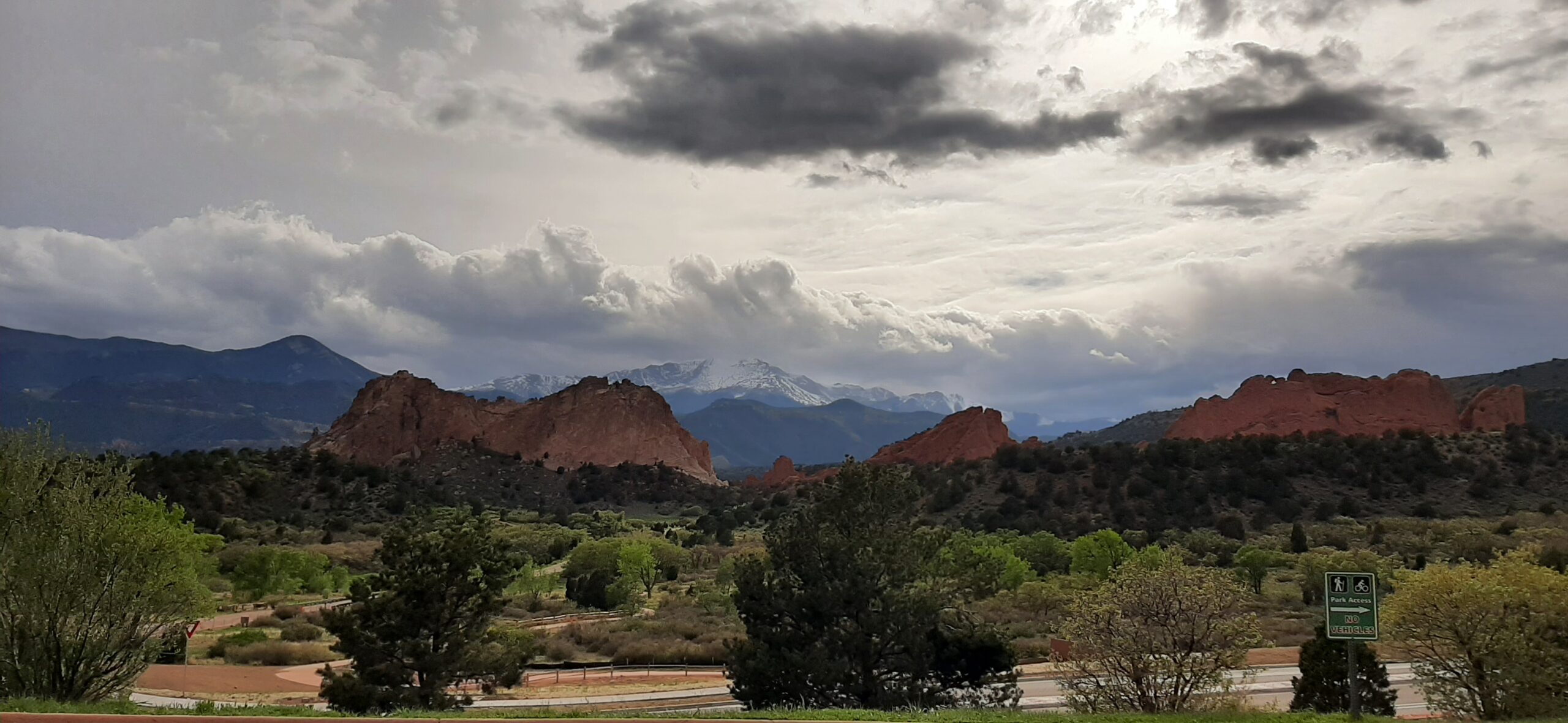 The view of Pike's Peak from the Visitor's Center of Garden of the Gods