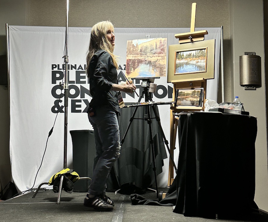 "The stylistic choice I made in using a limited palette with water-mixable oils is because the limited palette offers the immediacy of color that is important during plein air painting," Lori said.
