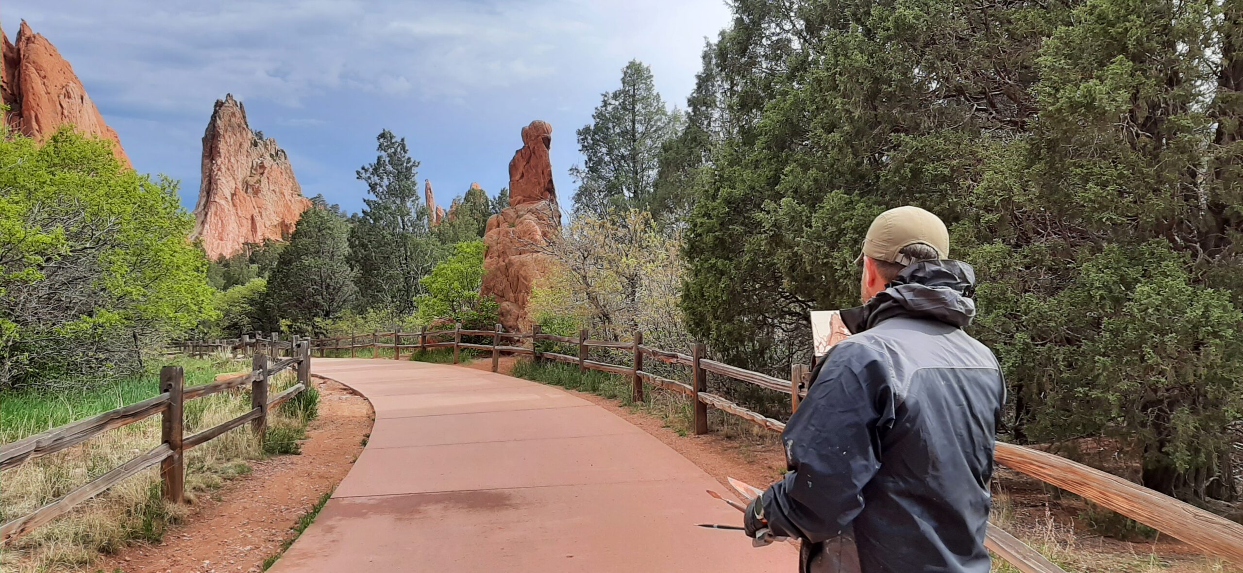 Painting the Red Rocks along the paved trail that leads throughout the Garden of the Gods.