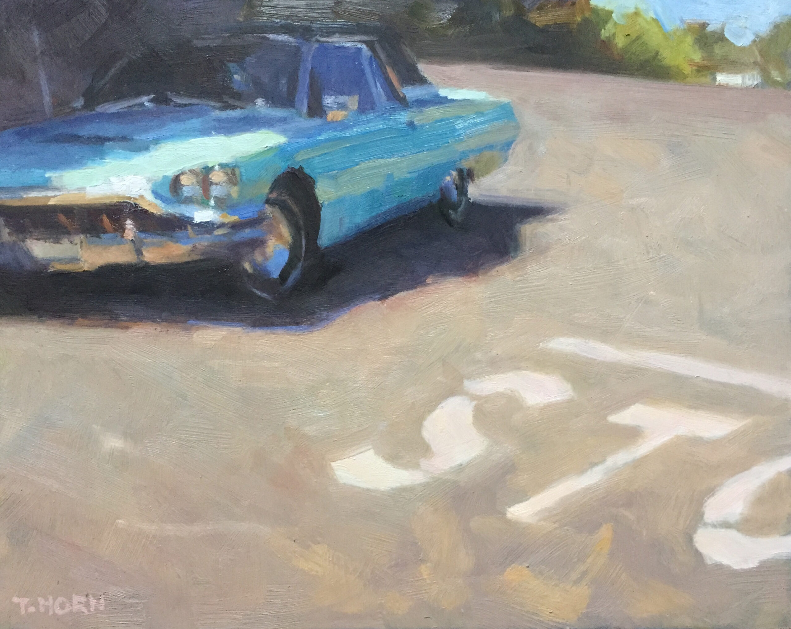 Timothy Horn, “T-Bird Away,” 2017, oil, 8 x 10 in., Private collection, Plein air and studio