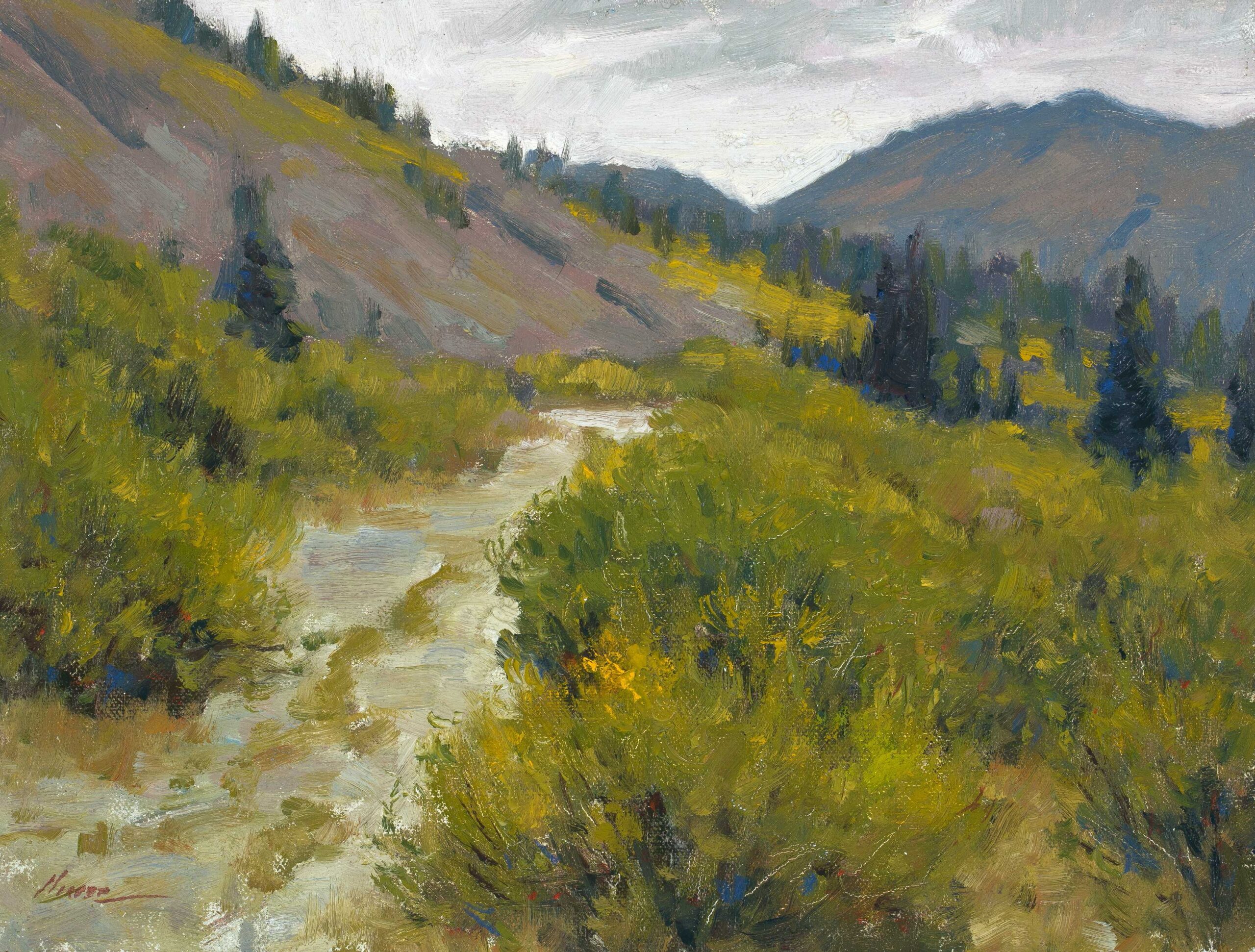Lorenzo Chavez, "Hint of Autumn," Undated, oil, 9 x 12 in., Collection the artist, Plein air