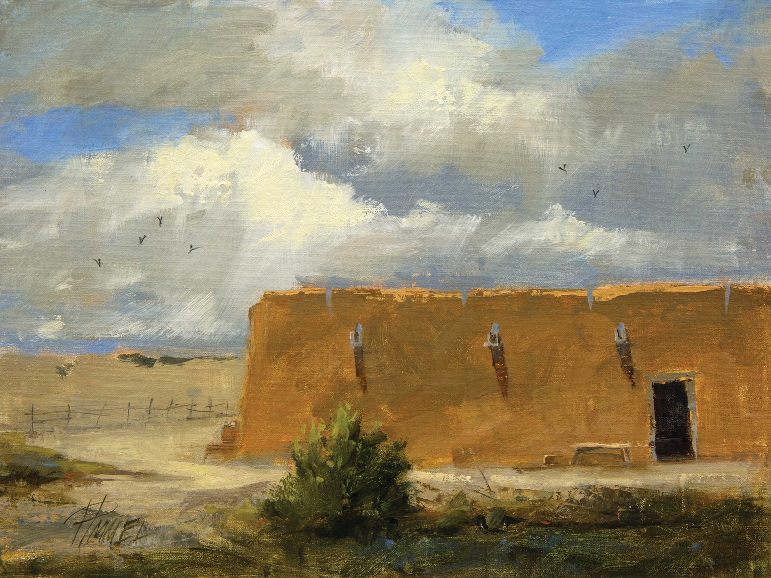 Peggy Immel, "Breezing Up at the Hacienda," 2018, oil, 9 x 12 in., private collection, plein air 