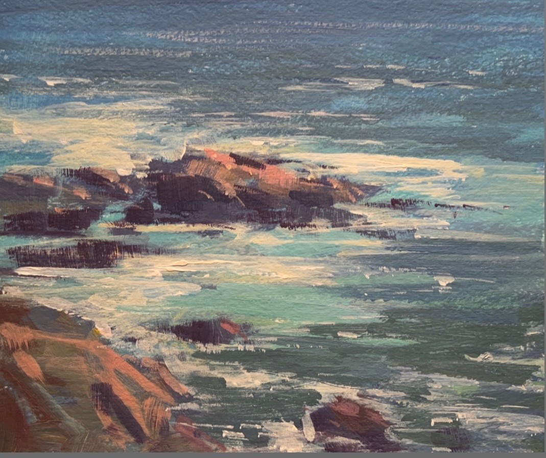 John Hughes, "Big Sur Coastline," acrylic, 8 x 10 in.