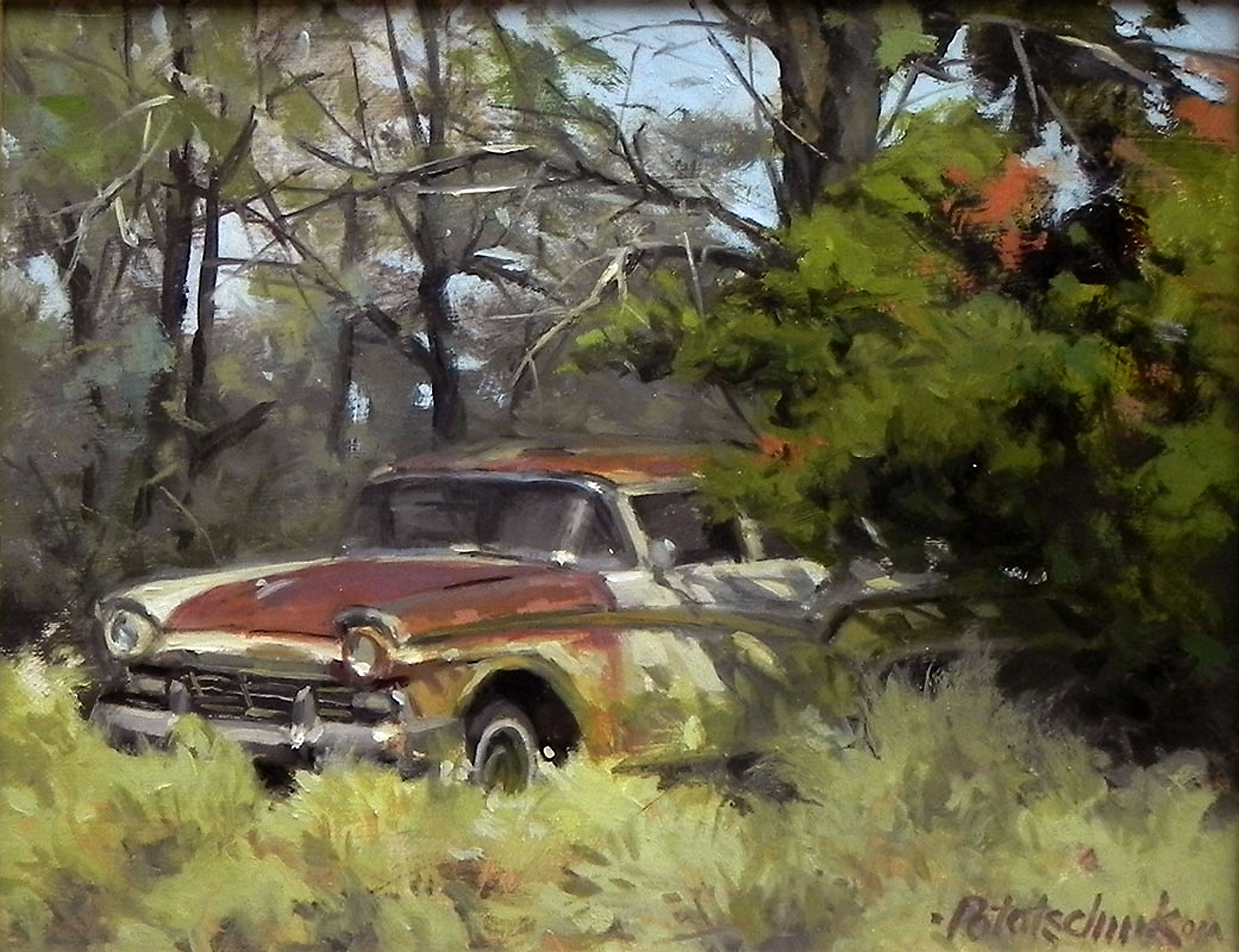 John Pototschnik*, “Remnants of ’57,” 2012, oil, 8 x 10 in., Private collection, Plein air
