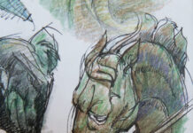 Eccentric? Maybe … From Rick Delanty's sketchbook: An equine statue of a horse head at the South Dakota Museum of Art