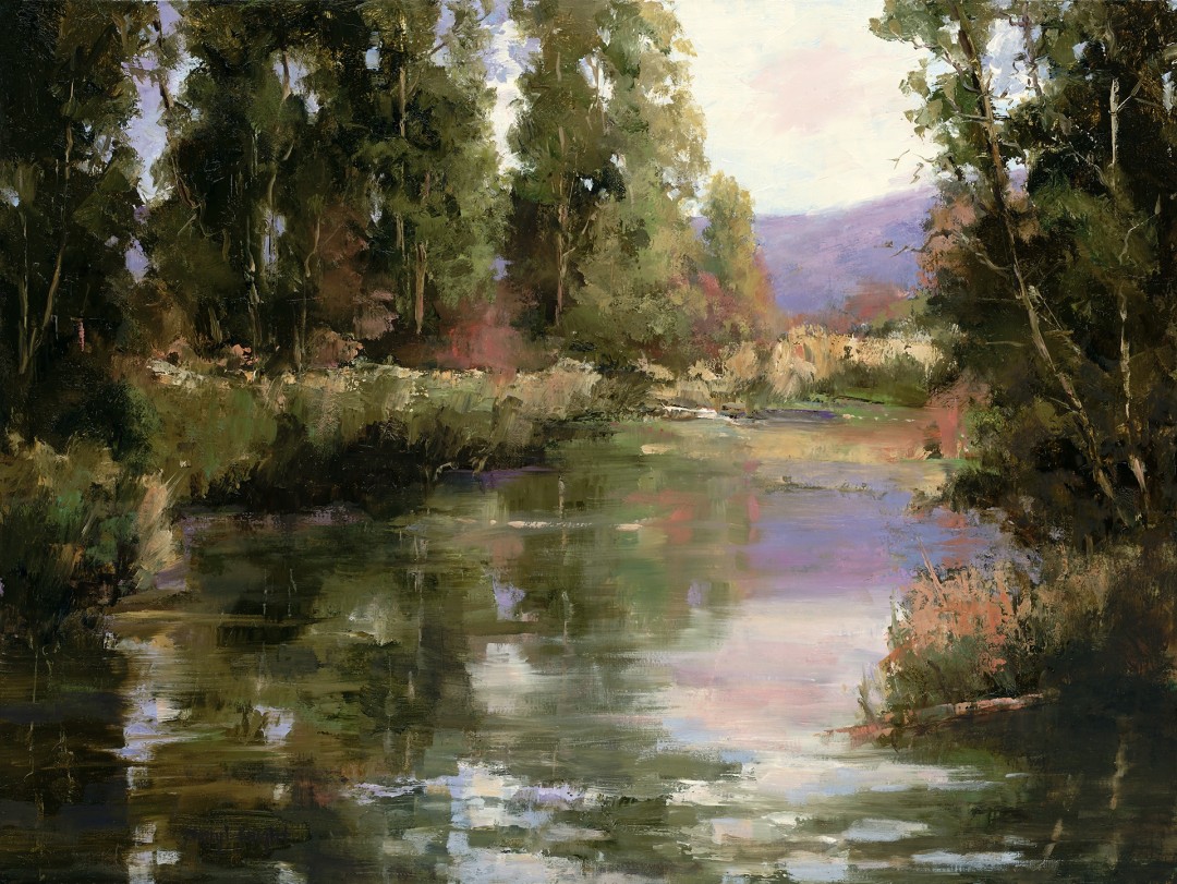 Sheryl Knight, "Autumn Reflections," oil, 12 x 16 in.