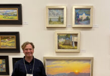 Randall Graham with his 1st Place winning painting at the 2023 Wayne Plein Air Festival