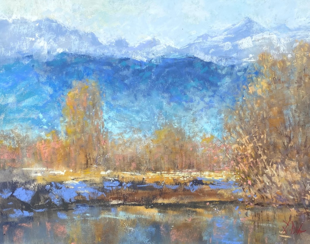 Lamya Deeb, "Reflections on Winter Past," pastel, 11 x 14 in.