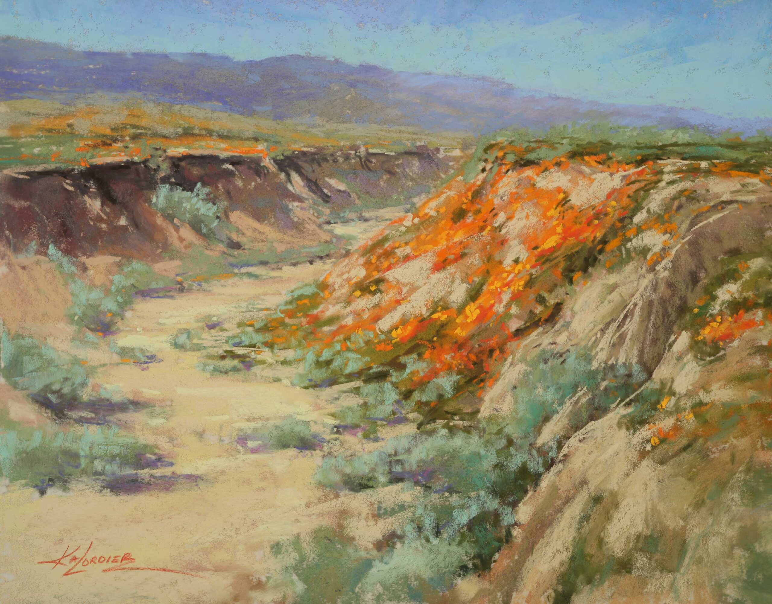 Kim Lordier, "Copa de Oro in Antelope Valley," 2019, pastel painting 11 x 14 in., collection the artist, plein air 