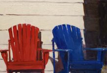 Michael Gaudreau, "Patriot's Chairs," oil, 12 x 12 in.