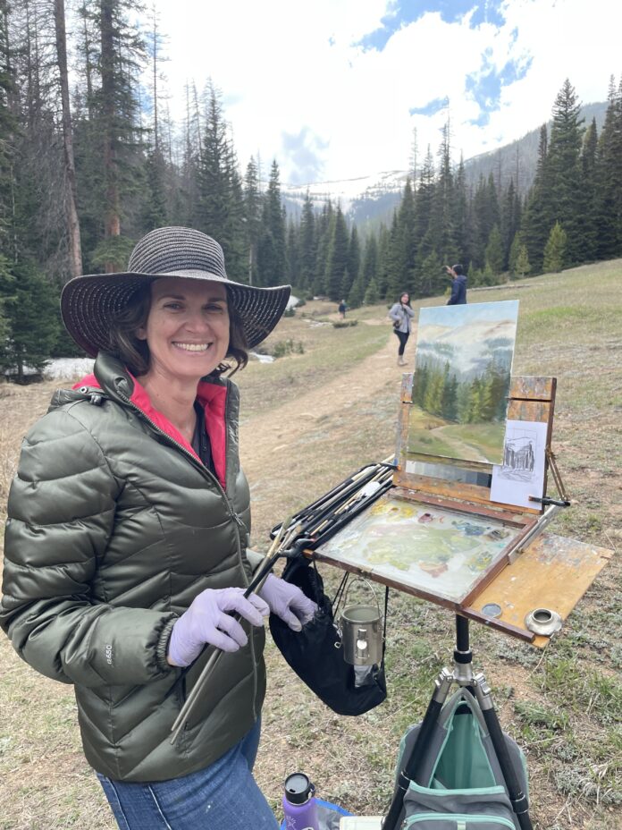 A happy artist during one of the paint-outs at the annual Plein Air Convention & Expo