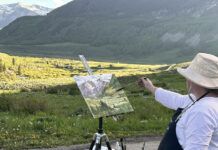 Brienne Brown painting en plein air in Crested Butte, CO