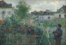 A Renoir of Monet Pierre-Auguste Renoir, "Monet Painting in His Garden at Argenteuil," 1873, oil on canvas, 18 x 23 5/8 in.