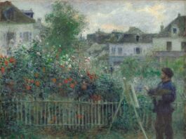 A Renoir of Monet Pierre-Auguste Renoir, "Monet Painting in His Garden at Argenteuil," 1873, oil on canvas, 18 x 23 5/8 in.