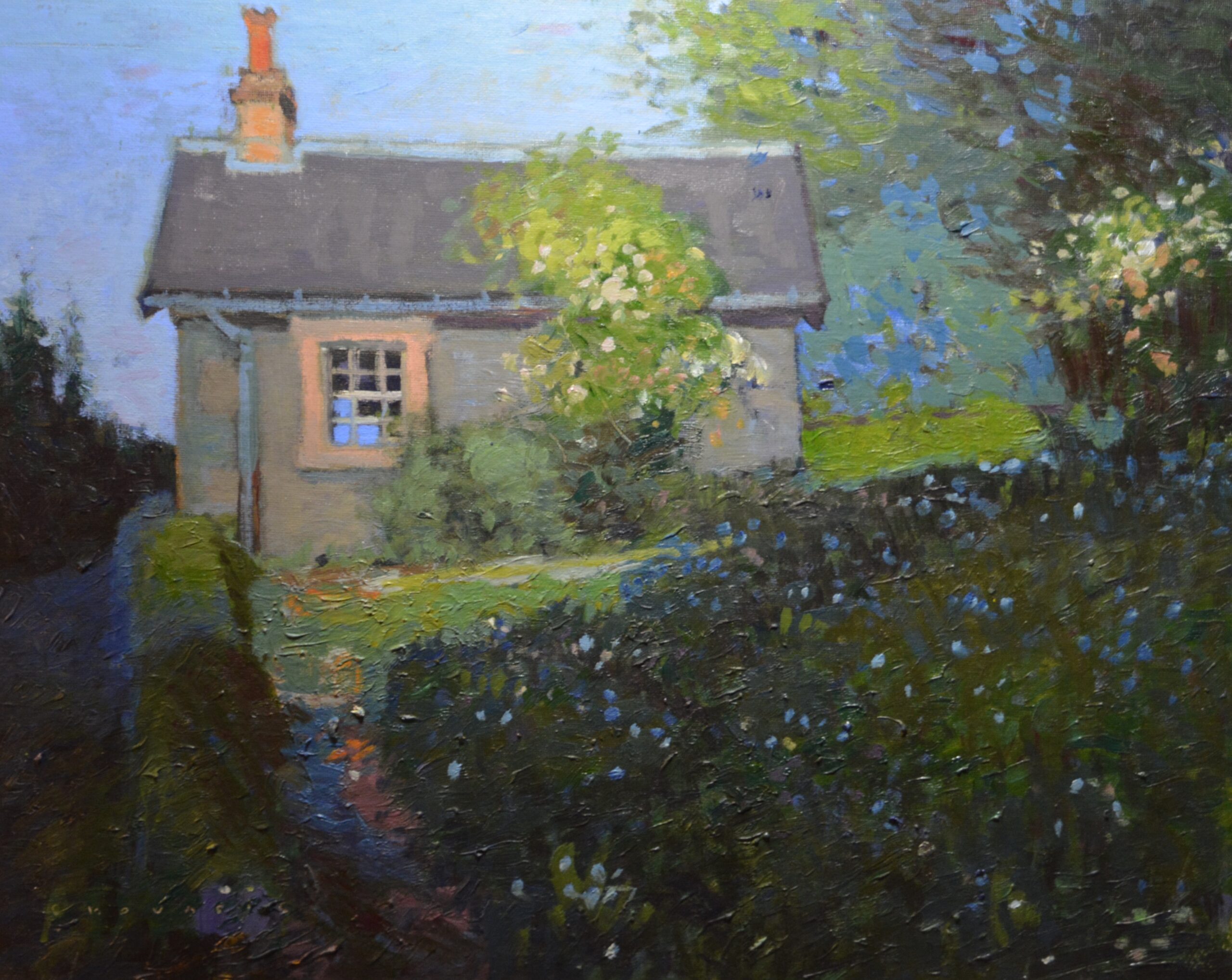 Chuck Kovacic, “Caretakers Cottage at Abbotsford, Scotland,” 2018, oil, 16 x 20 in., Available from artist, Plein air