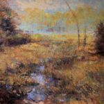 plein air pastel painting - Tom Bailey, “Gold And Sapphires,” pastel, 12 x 18 in.