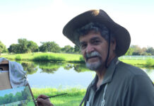 Studio Artist “Rescued” by Plein Air Lester Salazar painting on location at Tradewinds Park