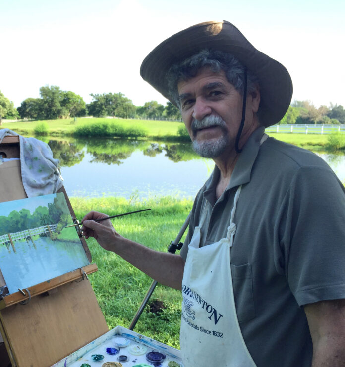 Lester Salazar painting on location at Tradewinds Park