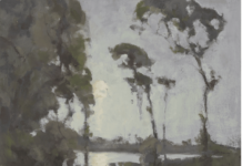 Mary Garrish, "Quiet," 16 x 16 inches, oil on linen