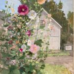 Bethann Moran-Handzlik, “Hollyhock and Bumble Bees at Anderson’s" - Best in Show, 2023 Door County Plein Air Festival