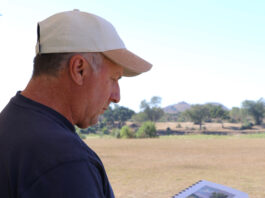 Paul Kratter sketches the unique shapes of the trees at the Mala Mala Game Reserve.