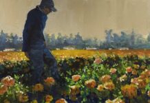 LPAPA - Michael Hill, "Flower Fields at Dusk," oil, 16 x 20 in.