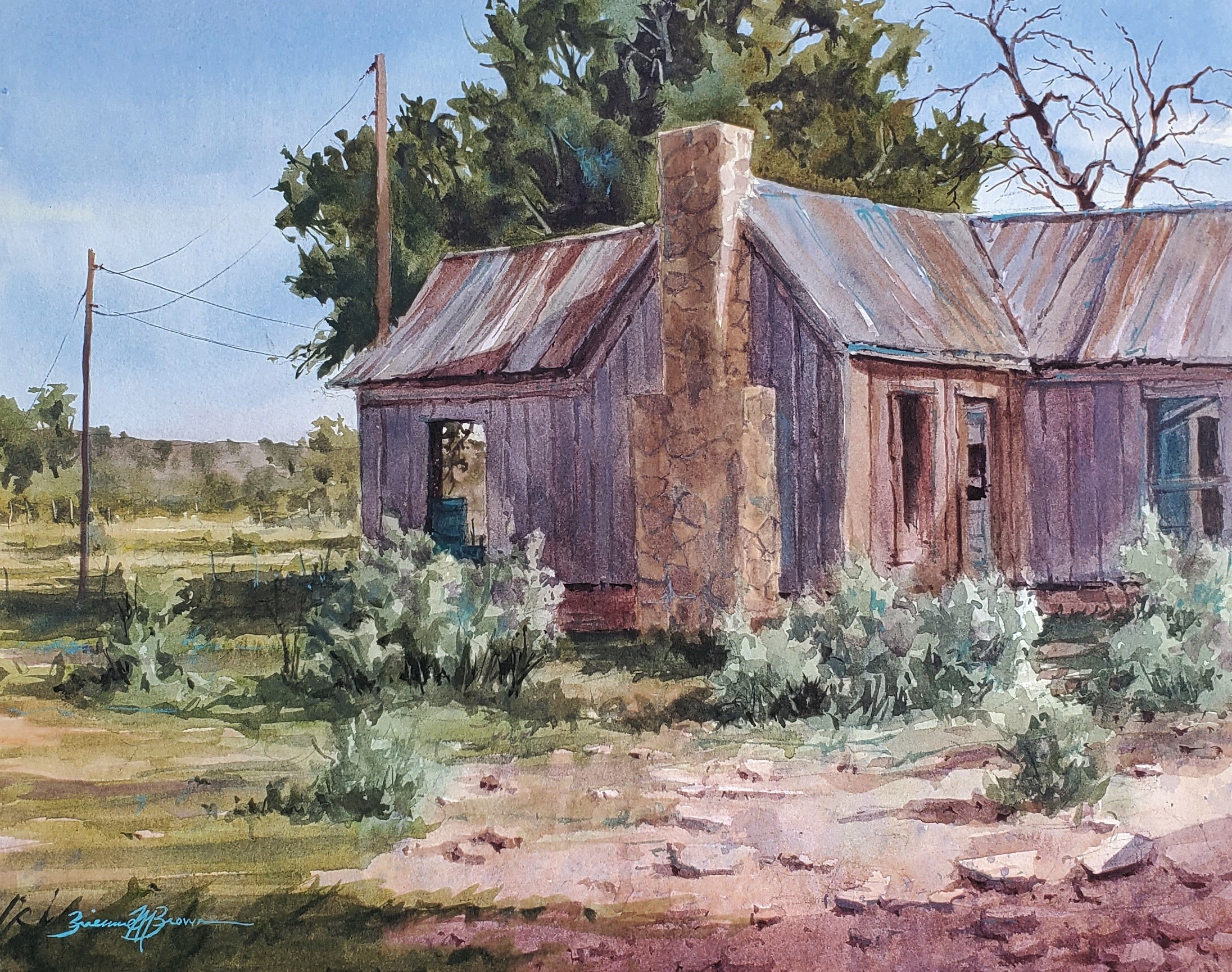 Brienne M. Brown, "Windows into the Past," watercolor, plein air