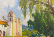 Saim Caglayan, "Mission Santa Barbara," oil, 24 x 24 in.