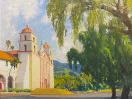 Saim Caglayan, "Mission Santa Barbara," oil, 24 x 24 in.
