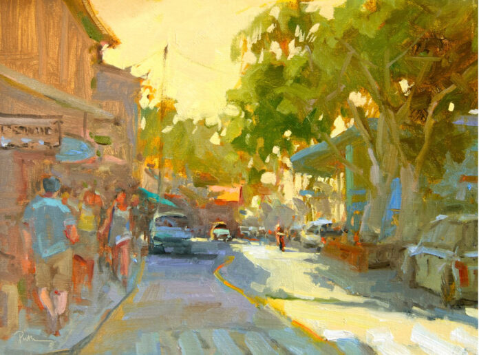 Lori Putnam, “Remembering Front Street,” oil, 12 x 16 in.