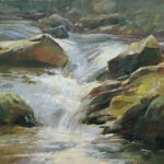 Oil painting of a river