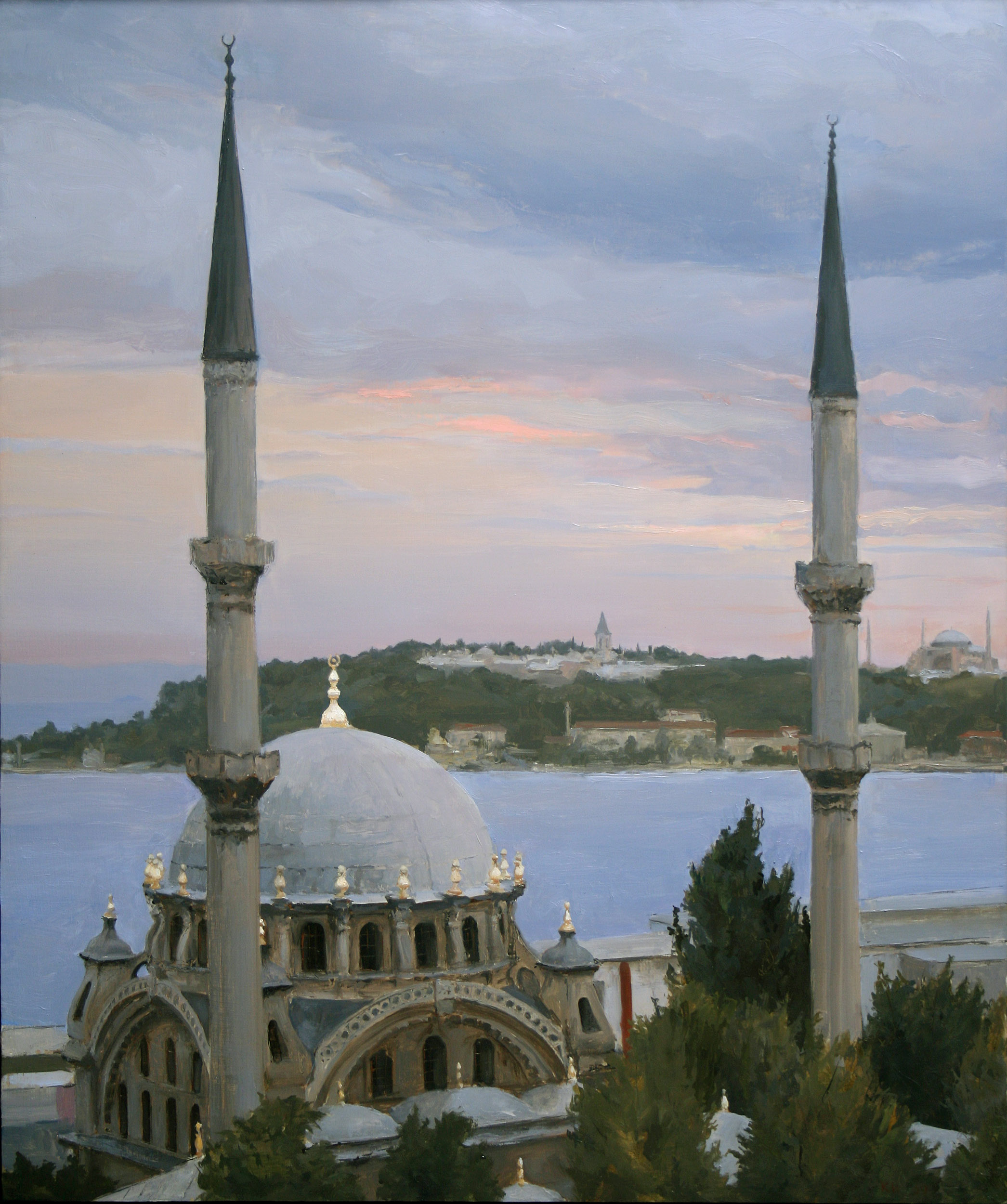 Kenny Harris, "Nusretiye Mosque with Old City," 24 x 20 inches, Oil on panel 