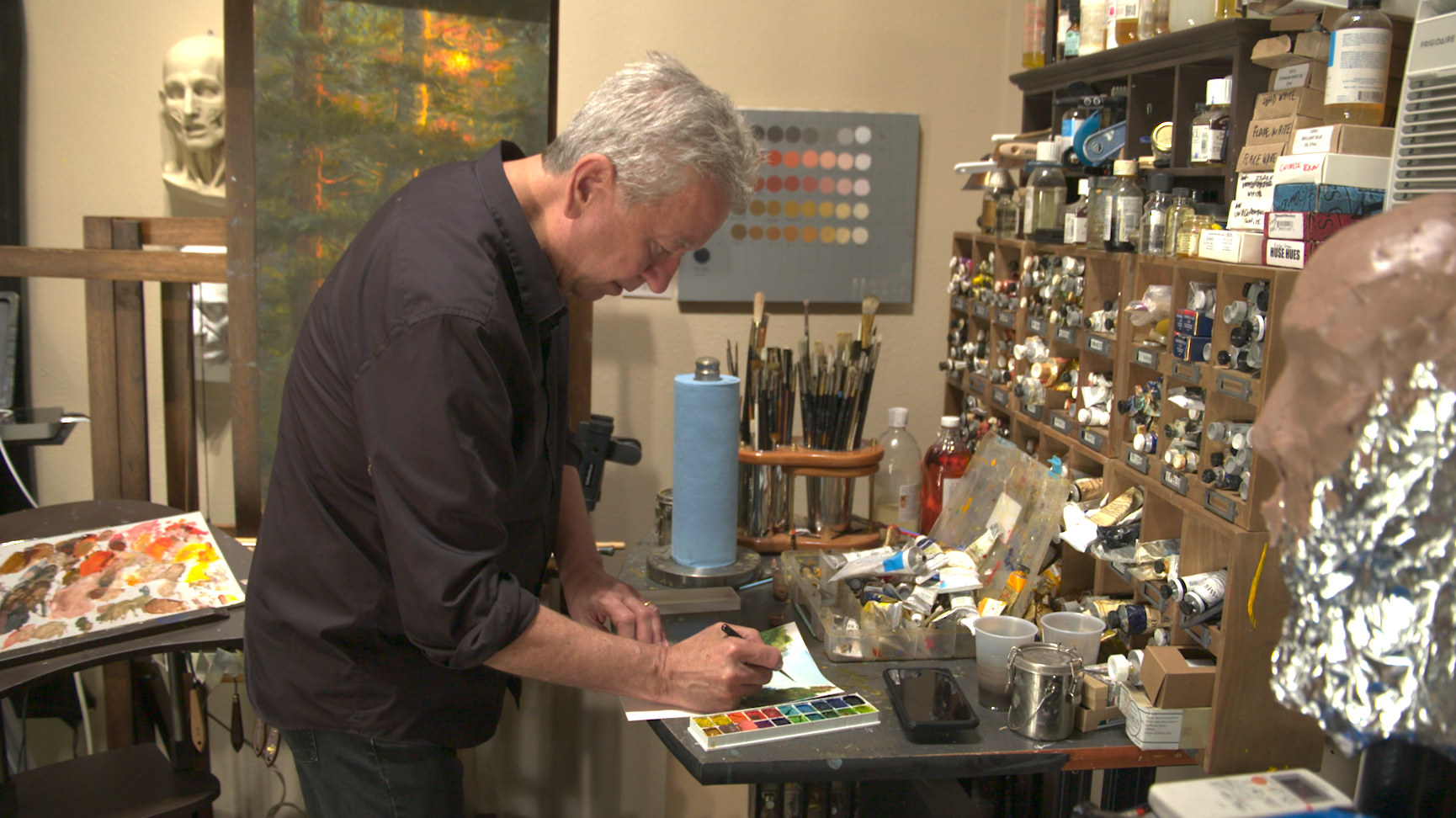 Publisher Eric Rhoads in his art studio; Eric is the host of the annual Plein Air Live online art conference, and much more