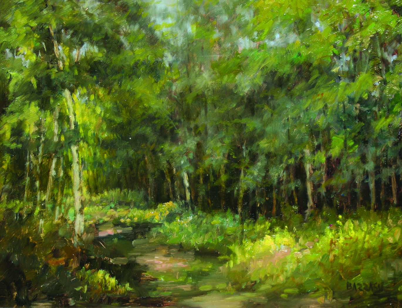 Oil painting of a forest