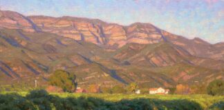 Charles Muench, “Ojai Glow,” oil, 9 x 12 in.