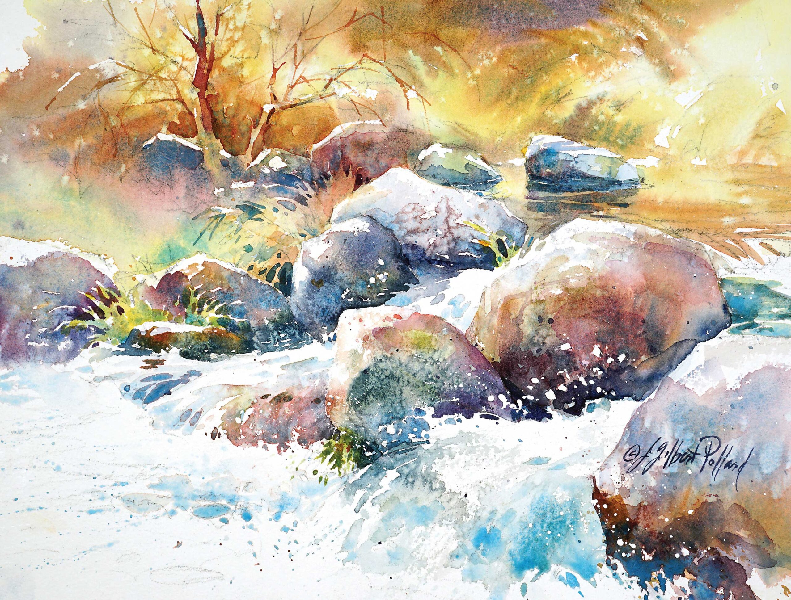 Julie Gilbert Pollard, "Oak Creek at Briar Patch XVII," 2019, watercolor, 10 x 14 in., Available from artist, Studio.